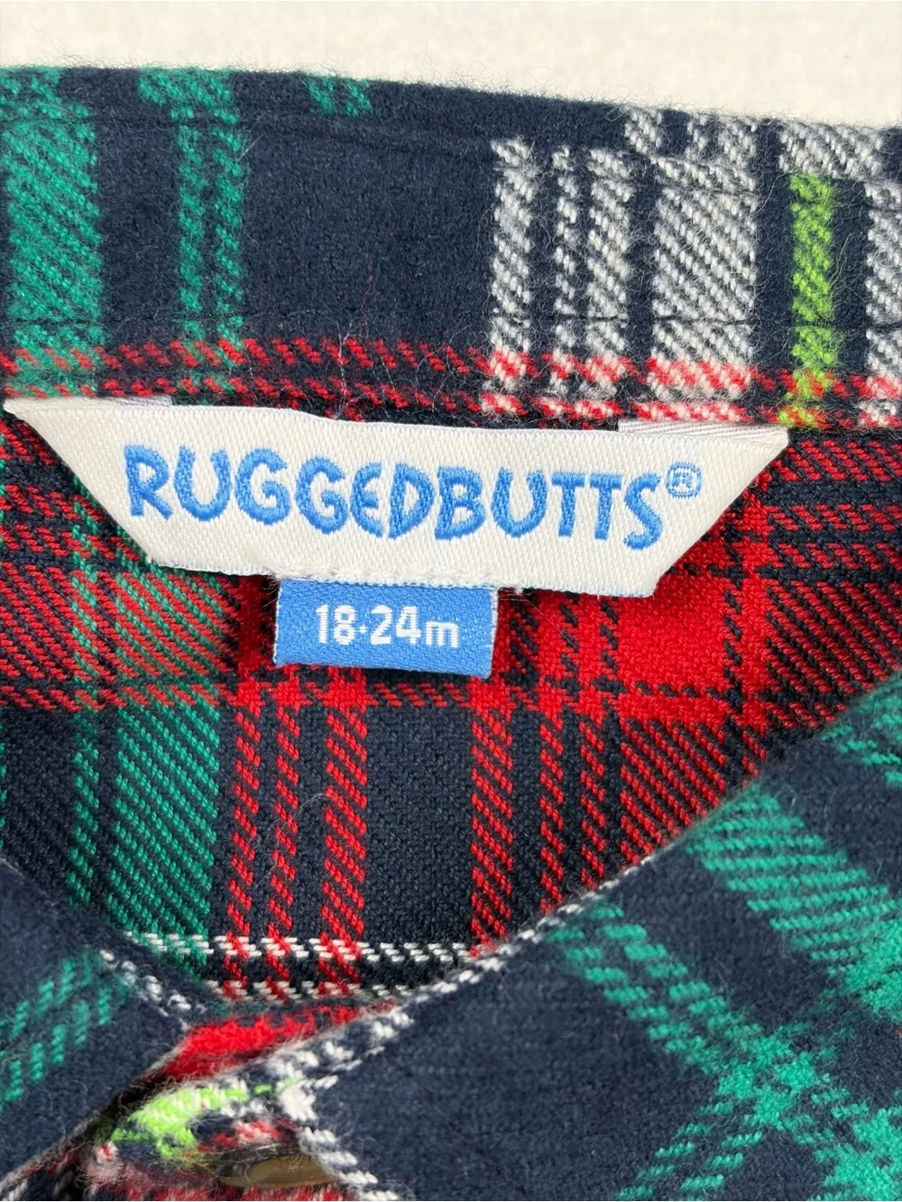 RuggedButts Peyton Plaid Button Down Bodysuit‎ 18-24M NWT